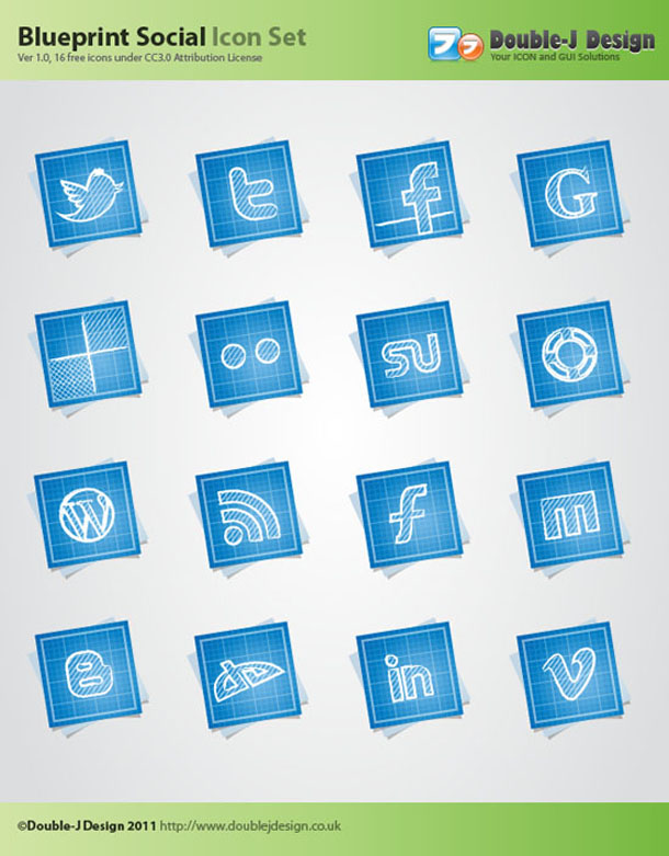 16 Free Blueprint Social Media Icons